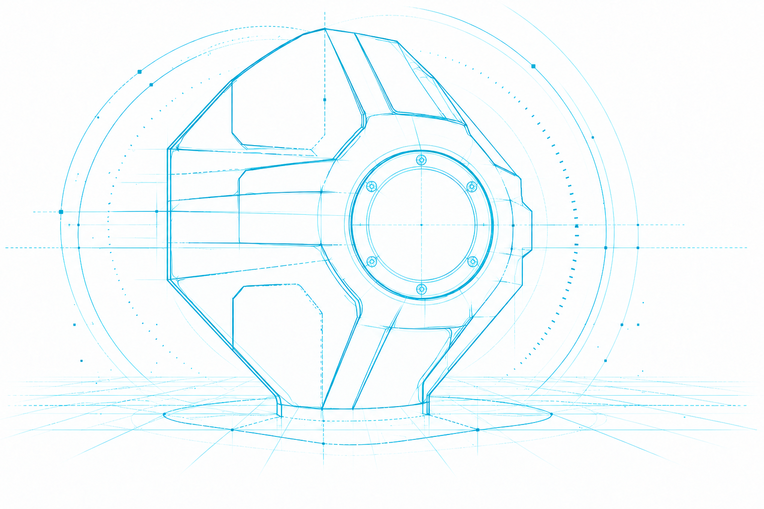 Abstract blue technical outline of the 1000 Chassis ultra-high-pressure sintering platform